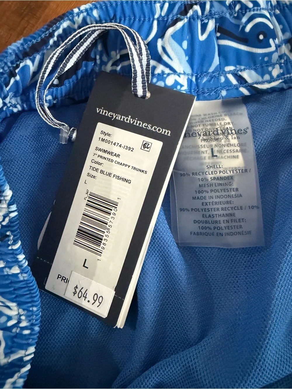 Vineyard Vines Blue Shark-Print Swim Shorts